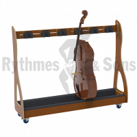 RYTHMES & SONS Chariot ratelier caramel pour 4 contrebasses ou 6 violoncelles