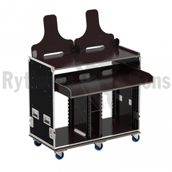 Flight-case - Rack vidéo 2x14U + plateau + supports écran-1