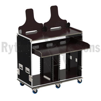 Flight-case - Rack vidéo 2x14U + plateau + supports écran-1
