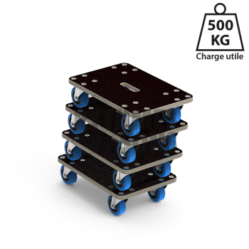4x ECO dollies 515x335, Th. 21mm Castors. Ø100 Max. 500kg