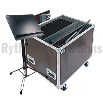 Lot de 20 pupitres MANHASSET® Voyager #52 + Pupitre de chef VICENZO®+ flight-case RYTHMES & SONS