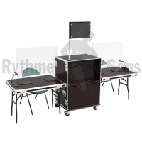 Flight case for reception with 2 tables and storage