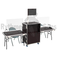 Flight case for reception with 2 tables and storage