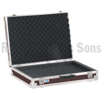 Storage case for 16 microphones holds horizontally