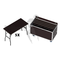 Set of 5 folding tables + OpenRoad® trunk