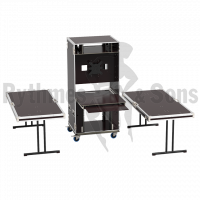 Mobile production rack 15U + sliding shelf + 32' monitor + 2 tables