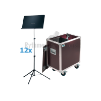 Set of 12 KONIG & MEYER (K&M) School orchestra 10068 Music Stand + RYTHMES & SONS Flight case