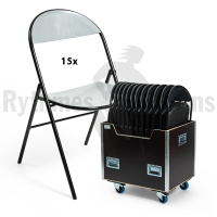 RYTHMES & SONS Lot de 15 chaises LILA® II polypropylène gris + bac de transport