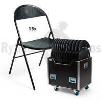 RYTHMES & SONS Set of 15 LILA® II chairs black polypropylen + trolley