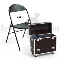 RYTHMES & SONS Set of 25 LILA® II chairs black polypropylen + flight case