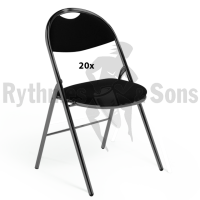 Set of 20 AGIL Folding Chairs Black fabric