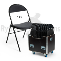 RYTHMES & SONS Lot de 12 chaises LILA® I tissu gris + bac de transport