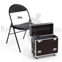 RYTHMES & SONS Set of 20 LILA® I chairs Grey fabric + flight case