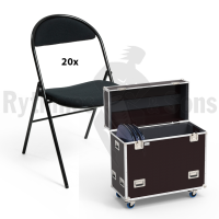RYTHMES & SONS Lot de 20 chaises LILA® I tissu noir + flight-case