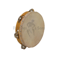Tambourin Ø8'/20cm 1 rangée cymbalettes peau animale
