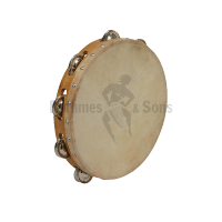 Tambourin Ø10'/25cm 1 rangée cymbalettes peau animale